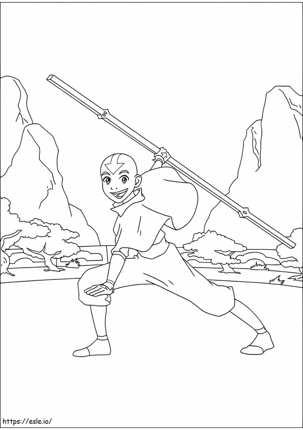 Aang Having Fun A4 coloring page