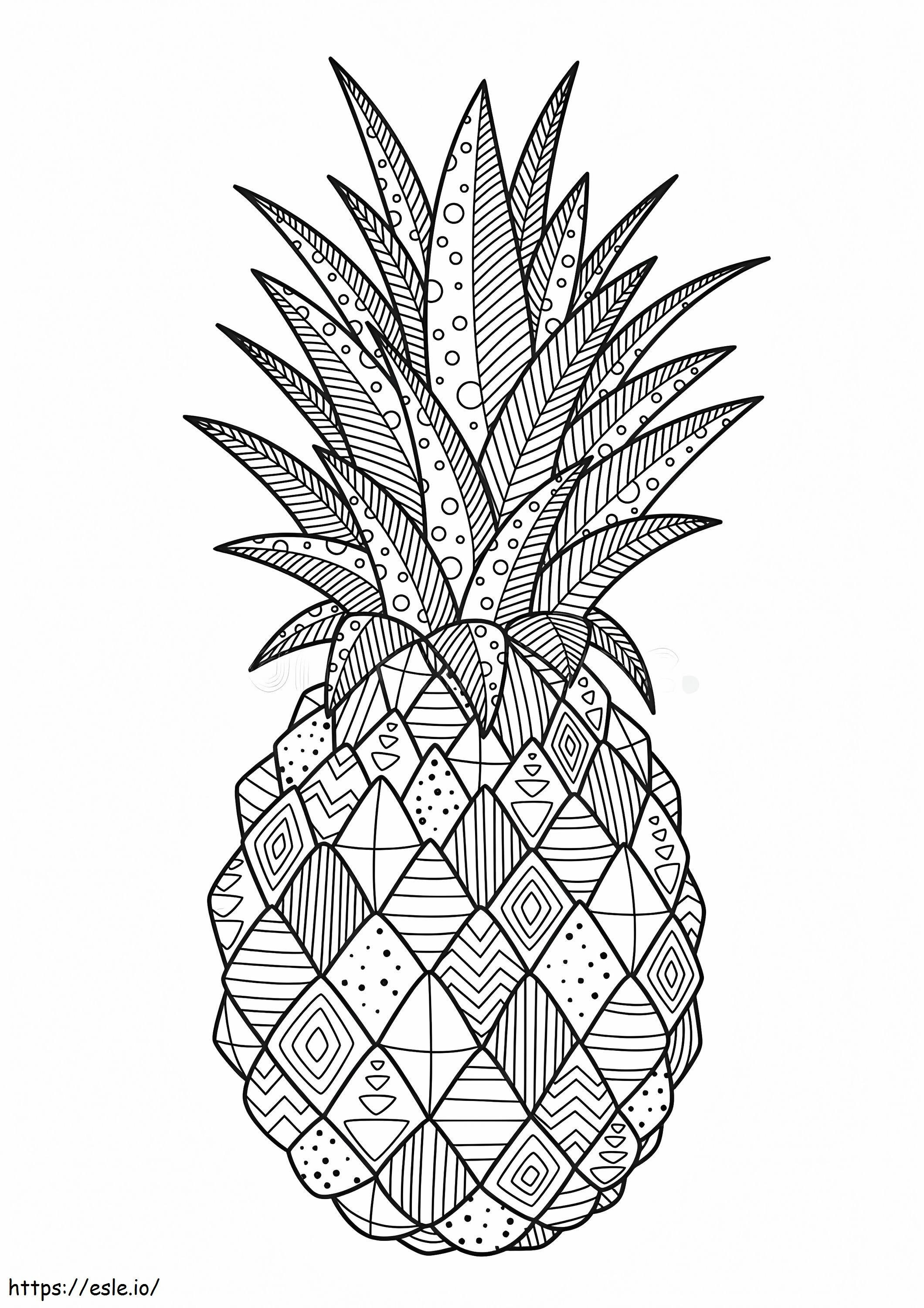Coloriage L'ananas est pour les adultes à imprimer dessin