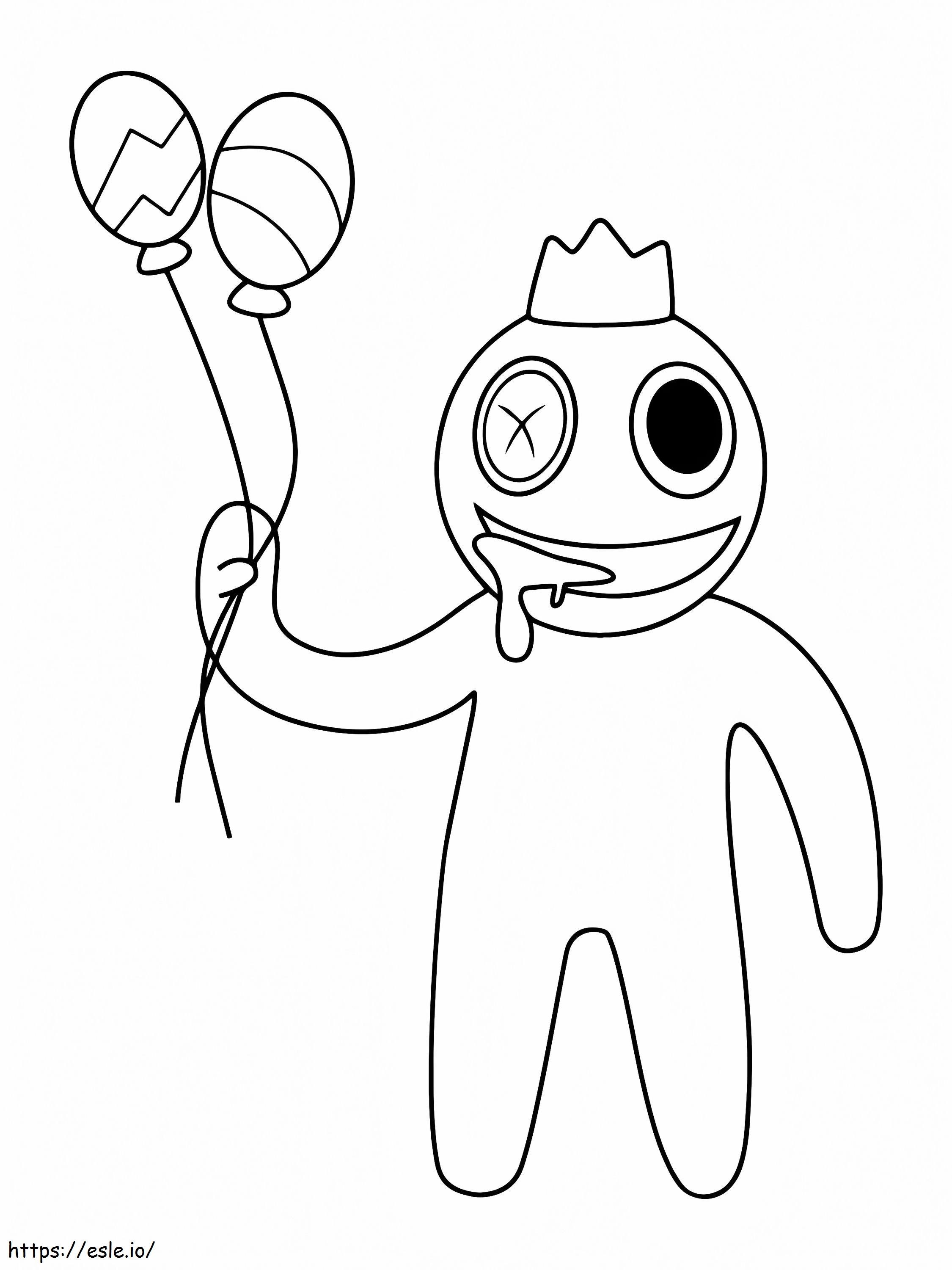 Blue Holding Balloons Rainbow Friends Roblox Coloring Page