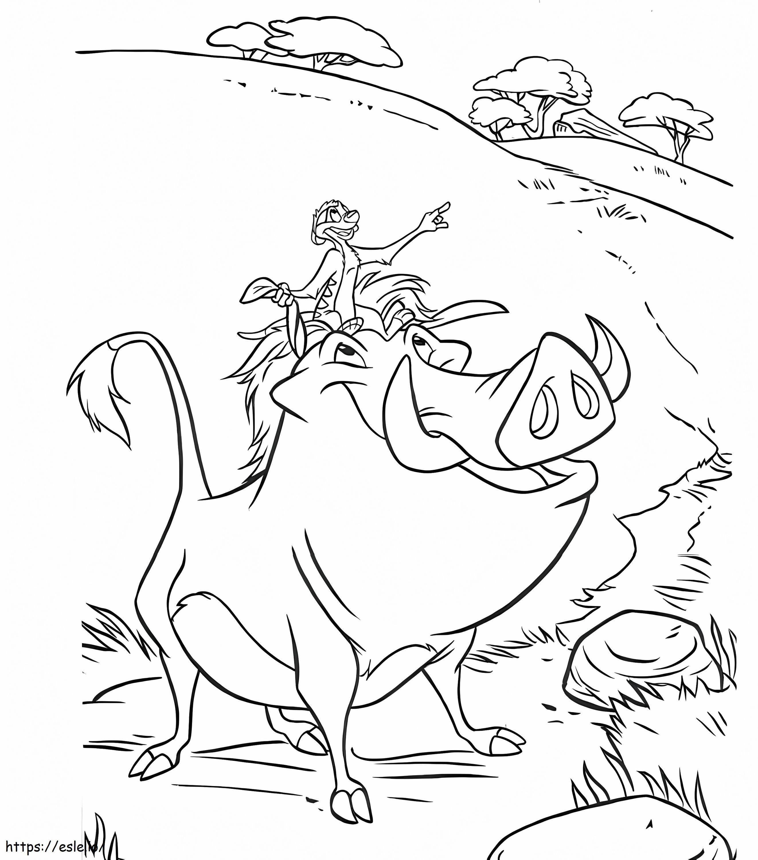 Timon Is Pumbaa A4 coloring page