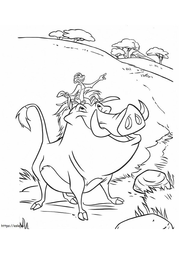 Timon Is Pumbaa A4 coloring page