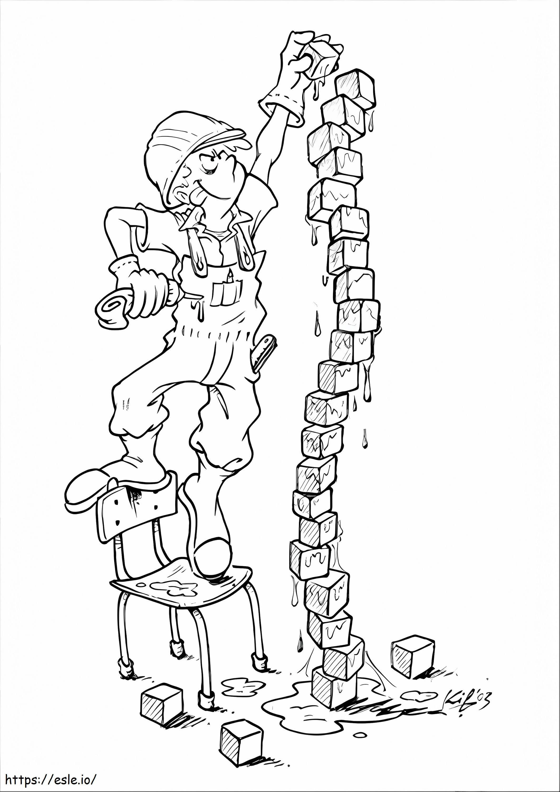 Boy Building Smiling coloring page