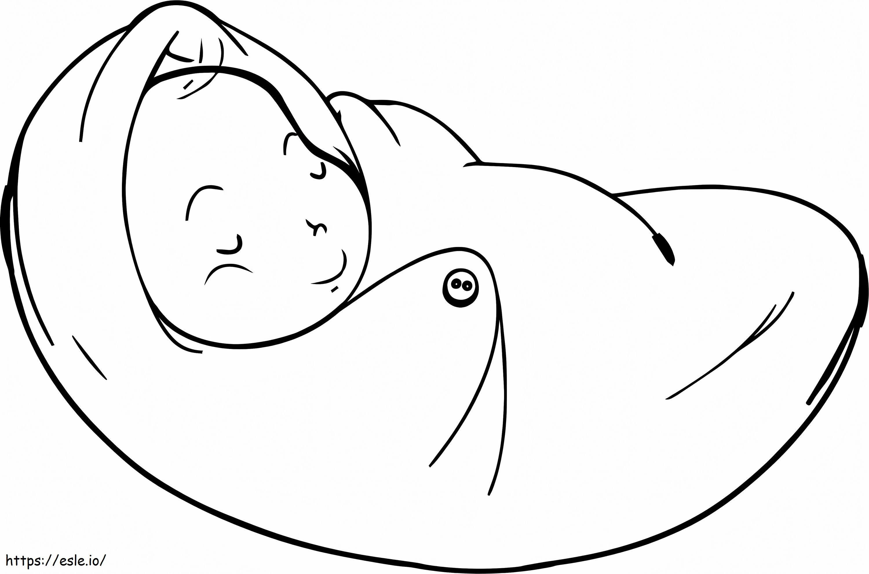 眠っている男の子の赤ちゃん ぬりえ - 塗り絵