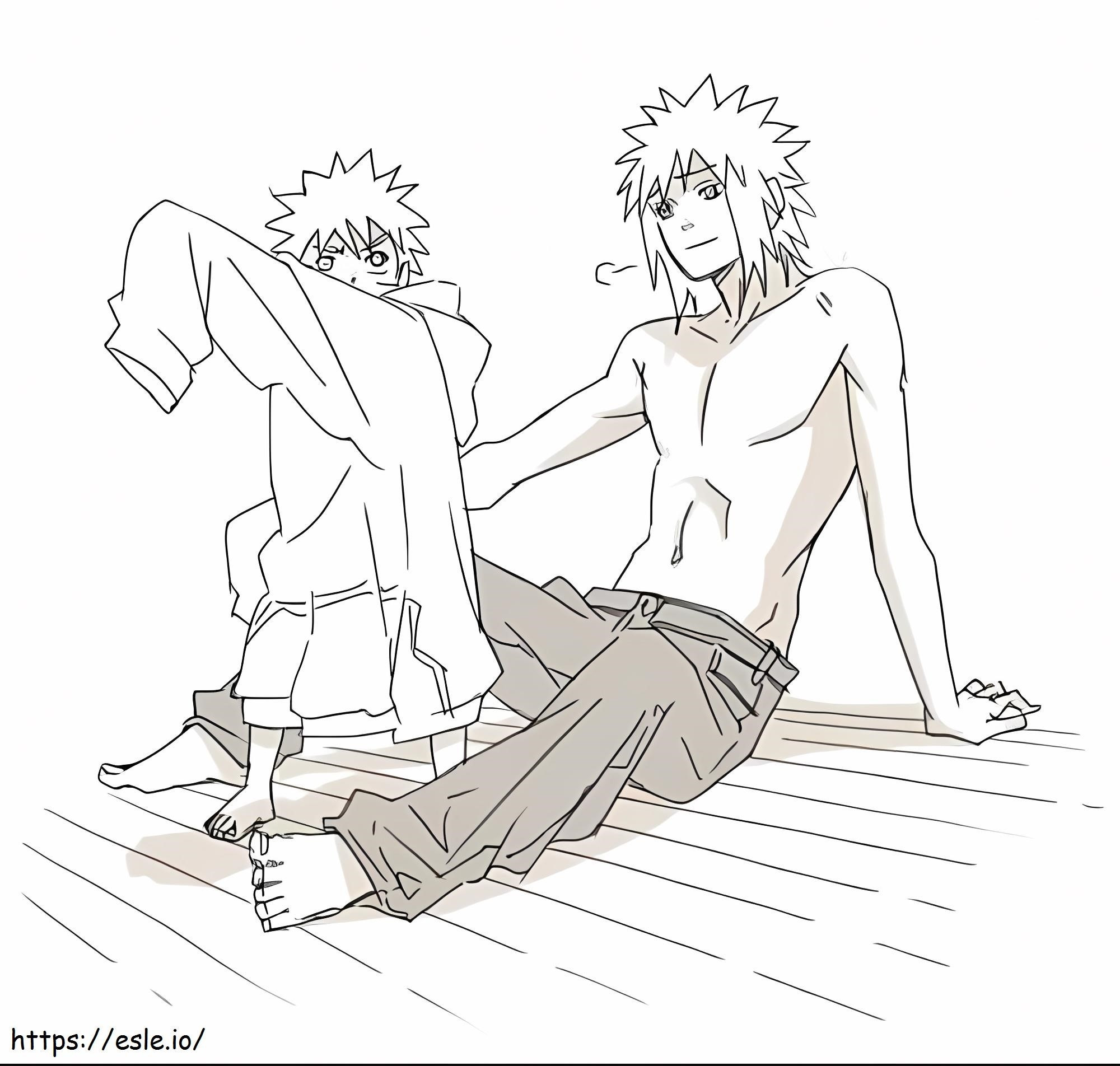 Boldog Minato és Naruto kifestő