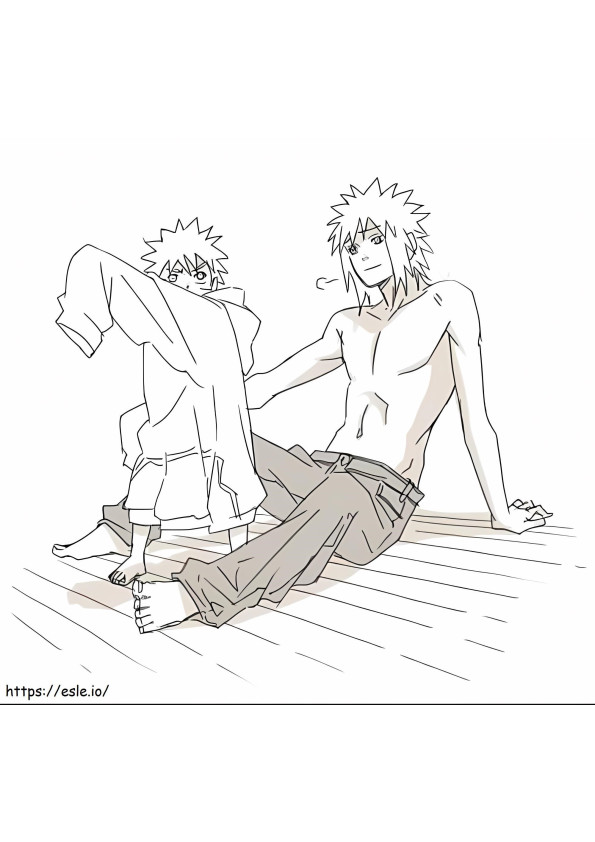 Feliz Minato e Naruto para colorir