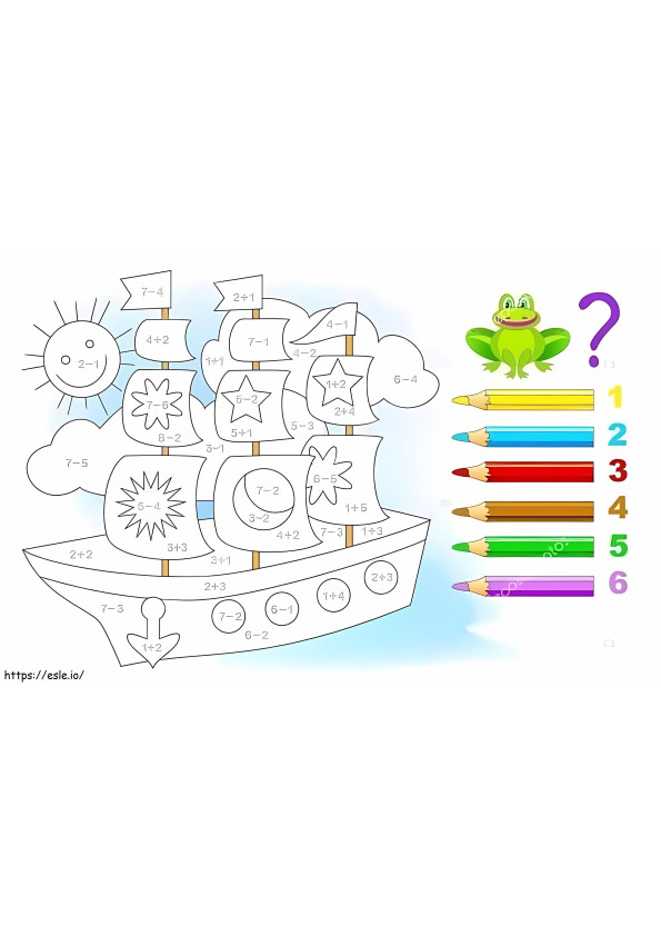Matemáticas de barcos para colorear