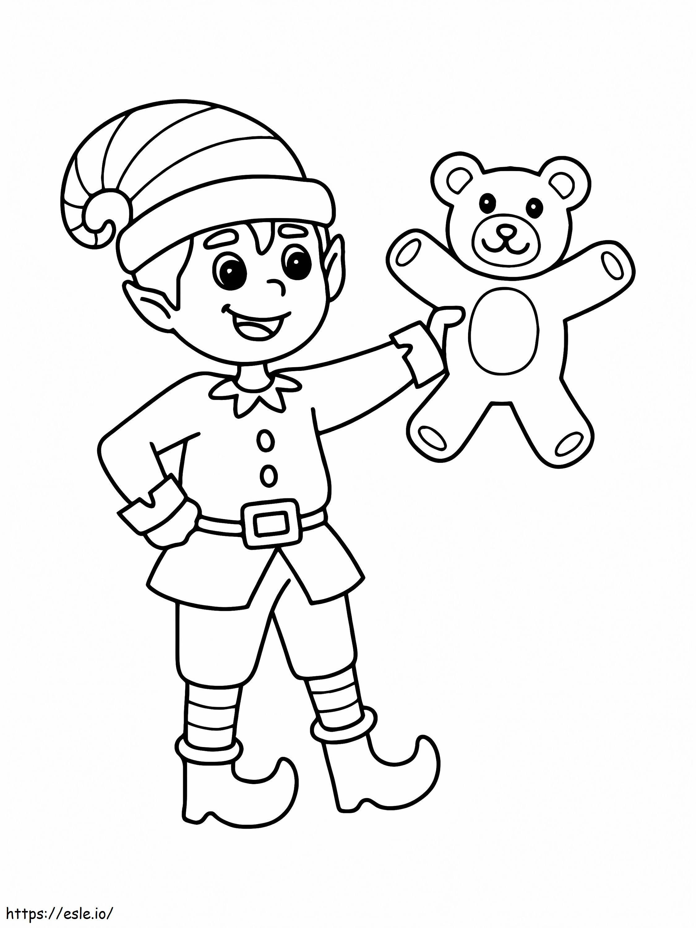 Christmas Elf With Toy coloring page