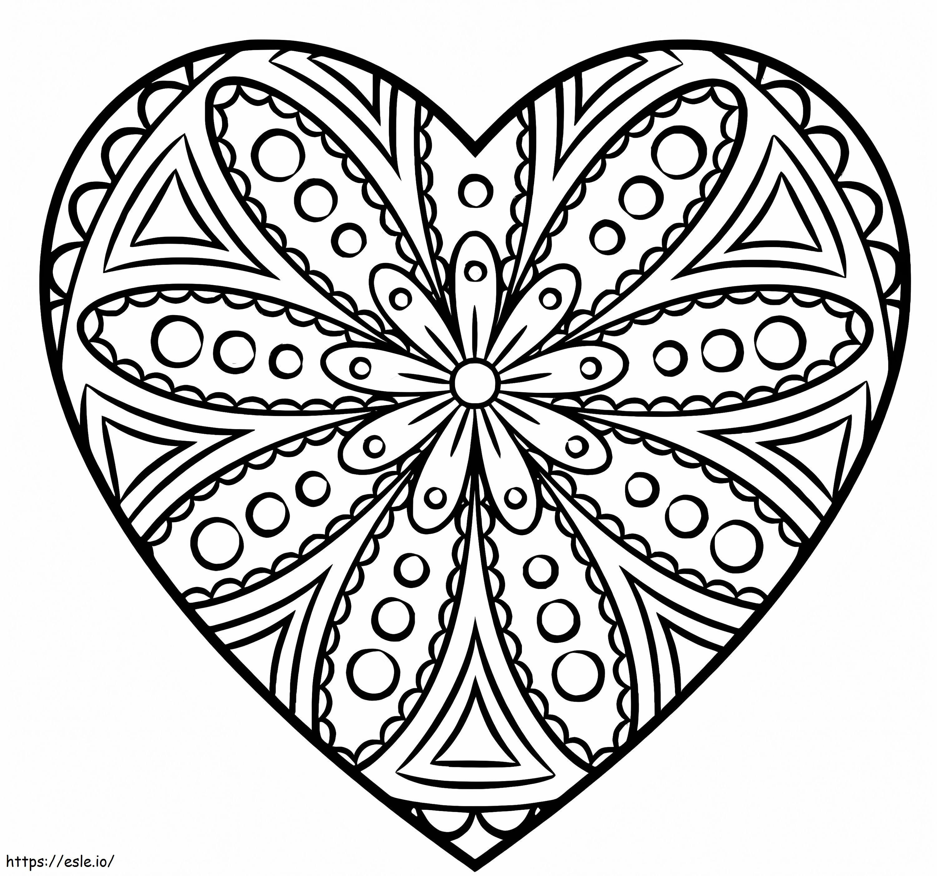 Simple Heart Mandala coloring page
