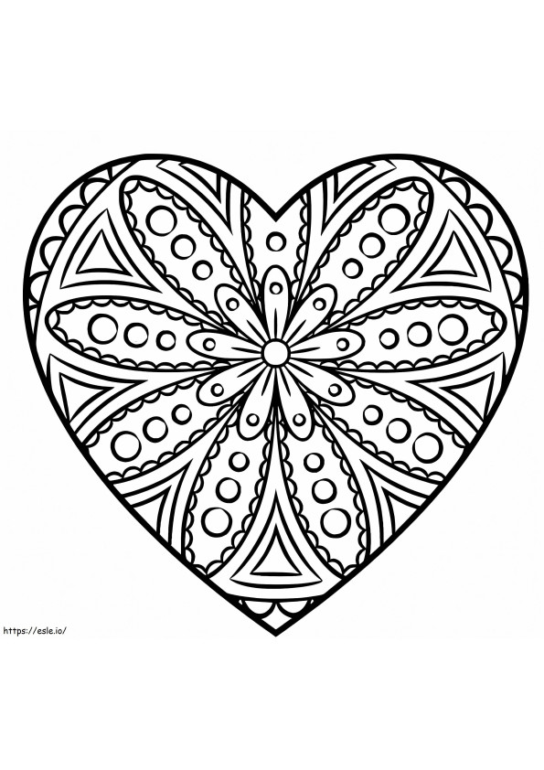 Coloriage Mandala coeur simple à imprimer dessin
