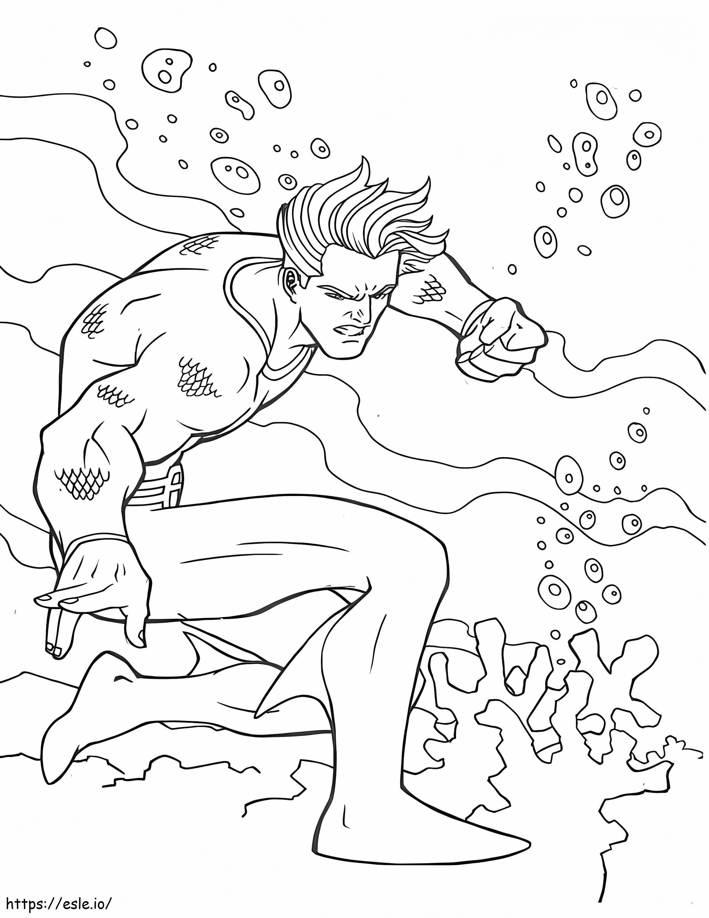 Coloriage Coup de poing Aquaman en colère à imprimer dessin