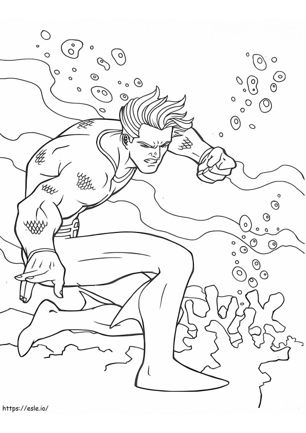 Golpe de Aquaman enojado para colorear