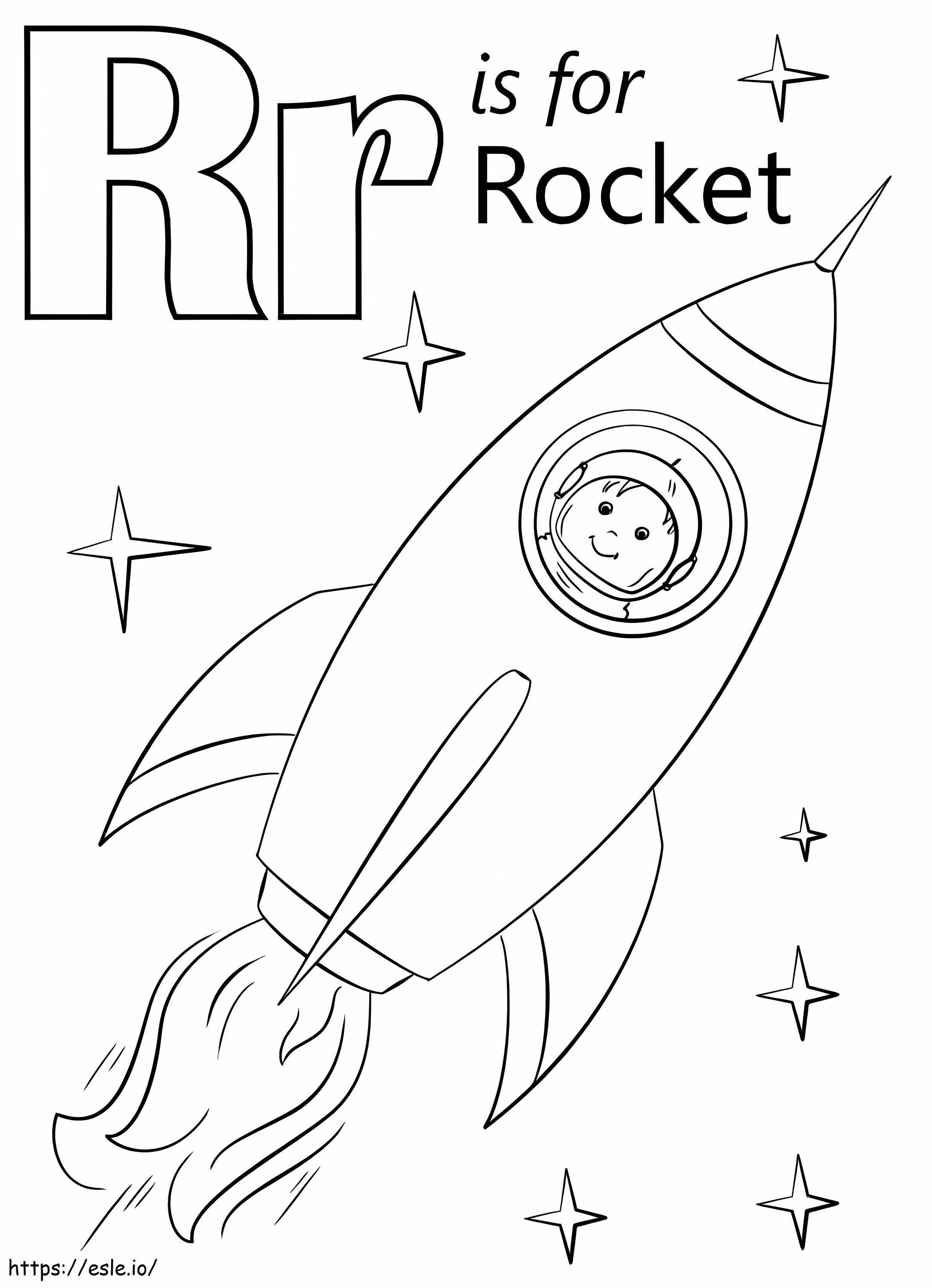 Coloriage Lettre fusée R à imprimer dessin