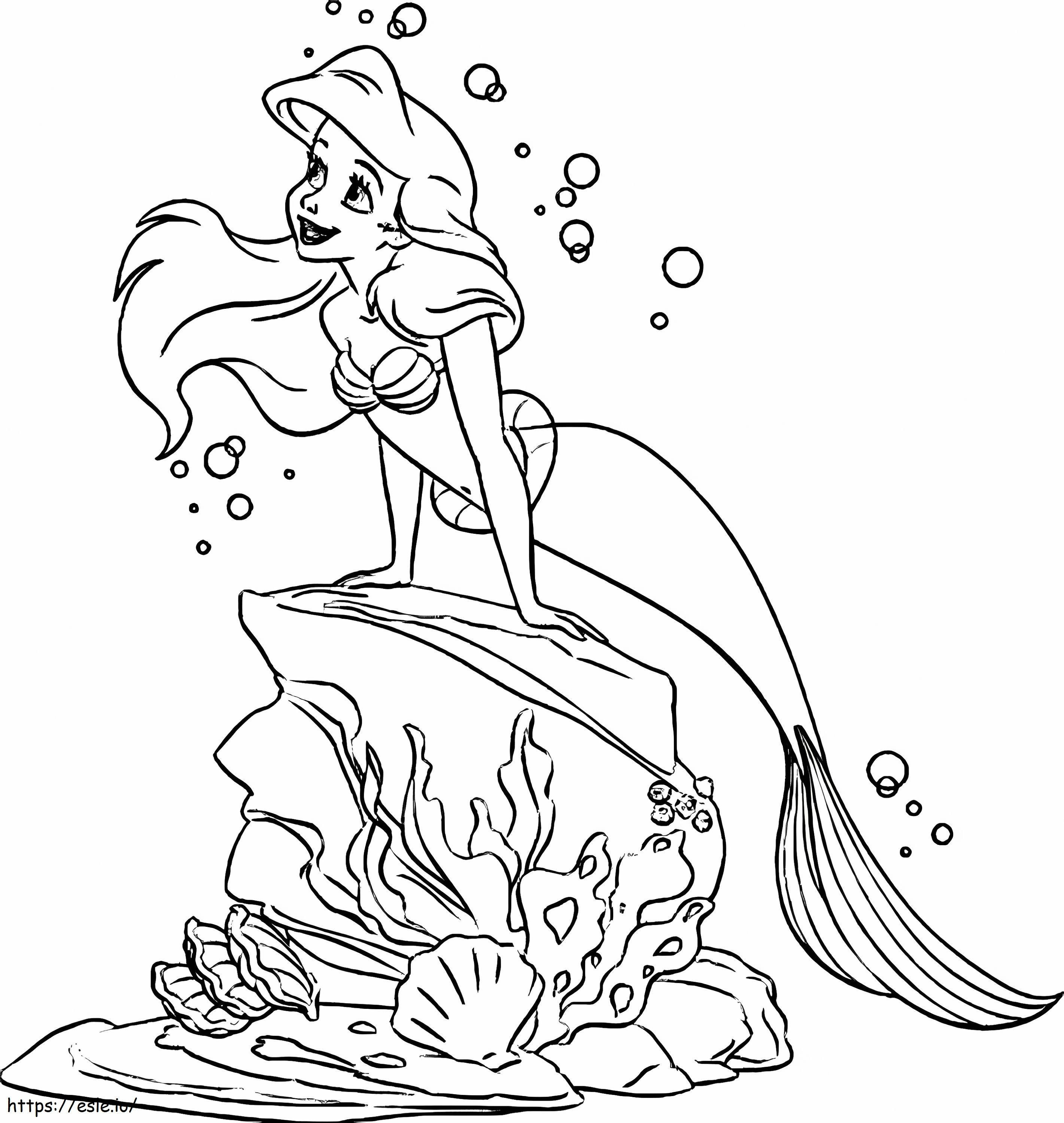 Coloriage  Ariel dans la mer à imprimer dessin