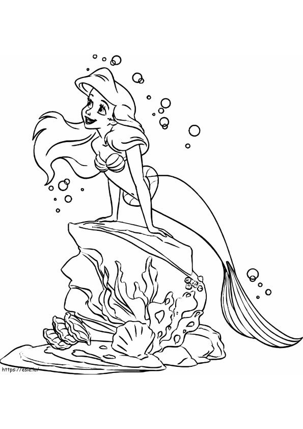 Coloriage  Ariel dans la mer à imprimer dessin