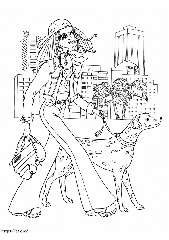 Girl With A Dalmatian coloring page