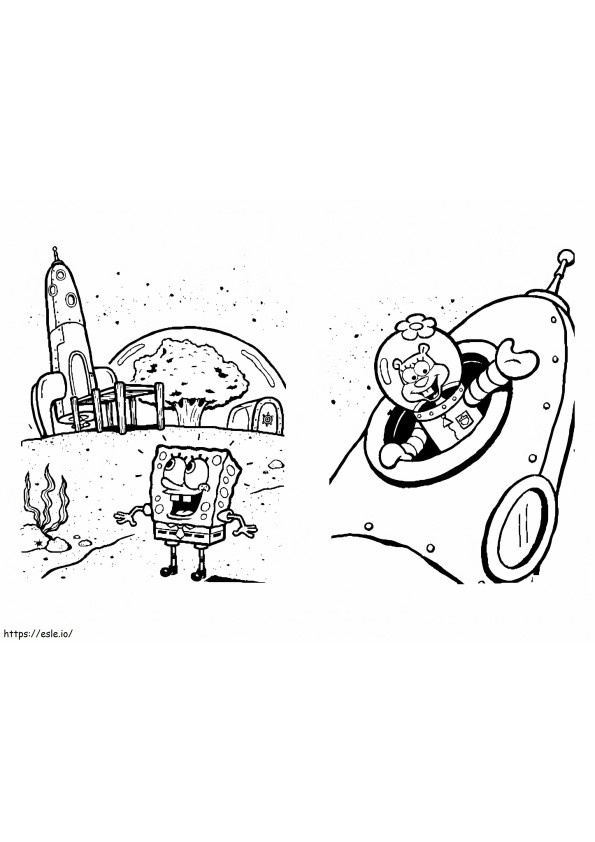 Spongebob On The Moon coloring page