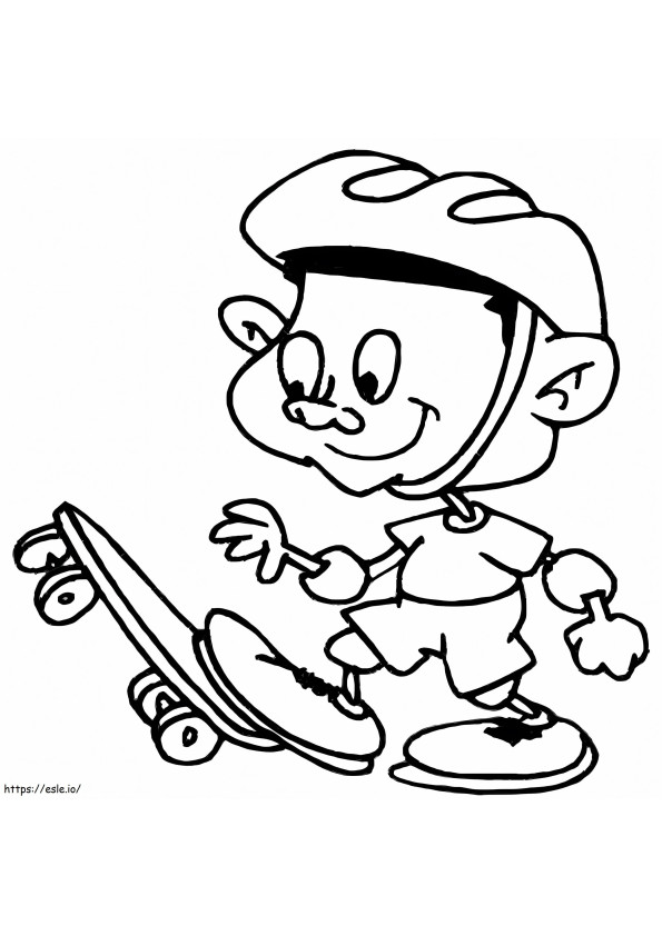 少年とスケートボード ぬりえ - 塗り絵
