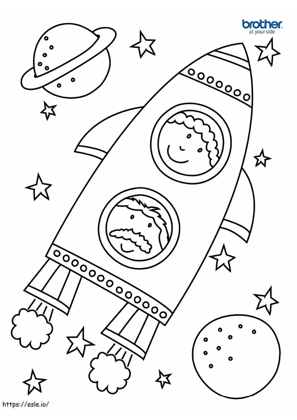 Father And Son Traveling To Space coloring page