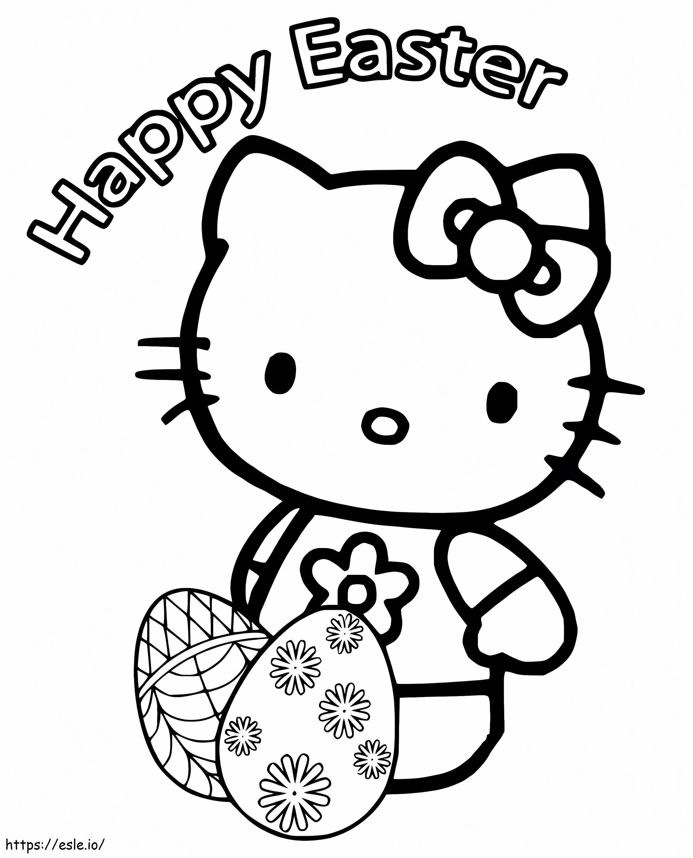 Happy Easter Hello Kitty 1 coloring page