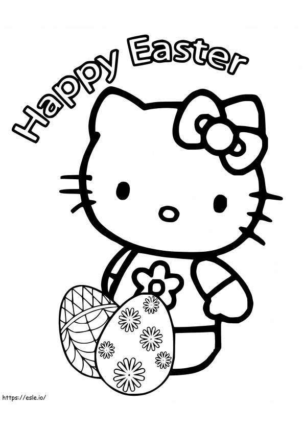 Feliz Páscoa Hello Kitty 1 para colorir
