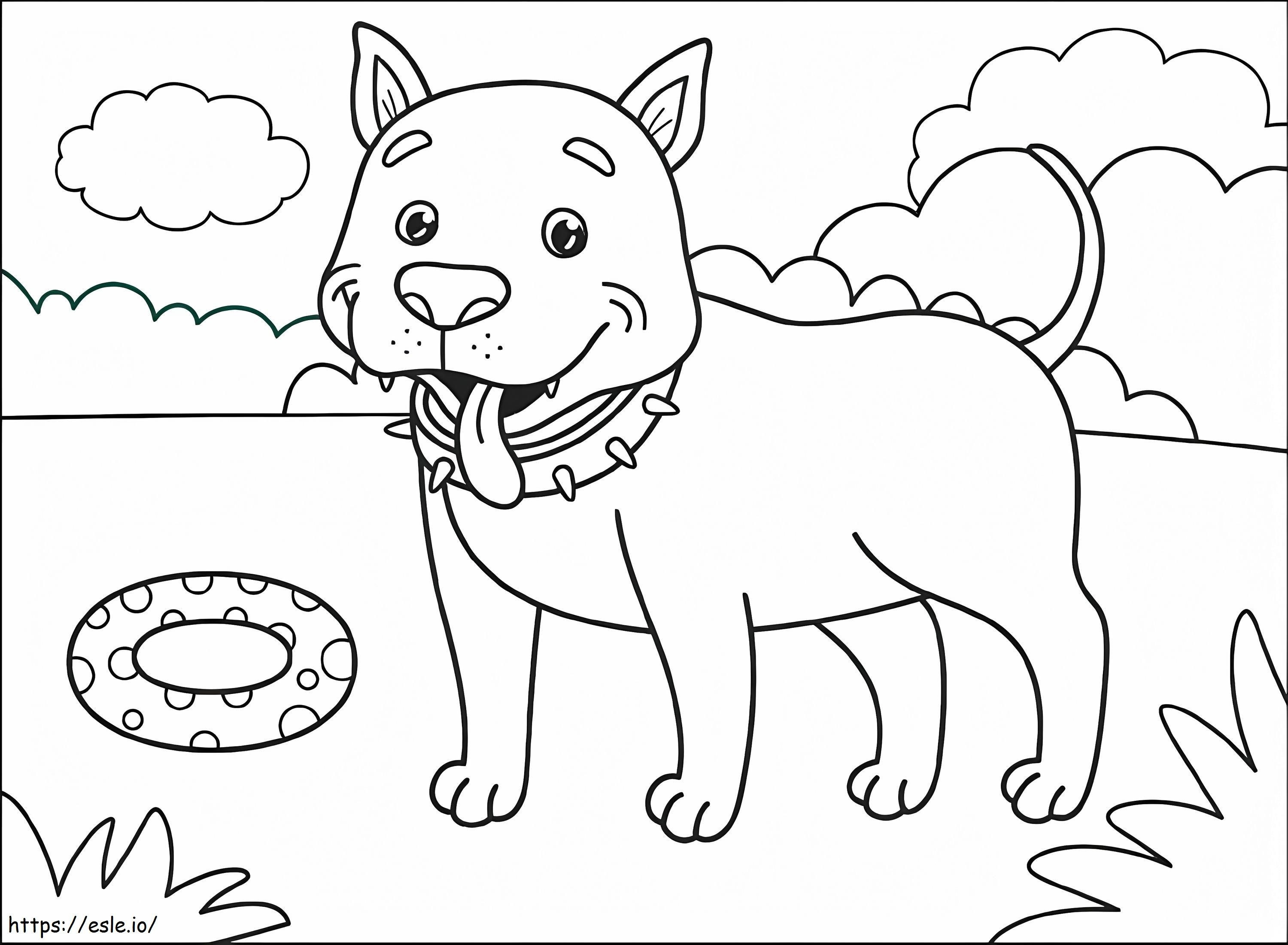 Coloriage Heureux pitbull à imprimer dessin