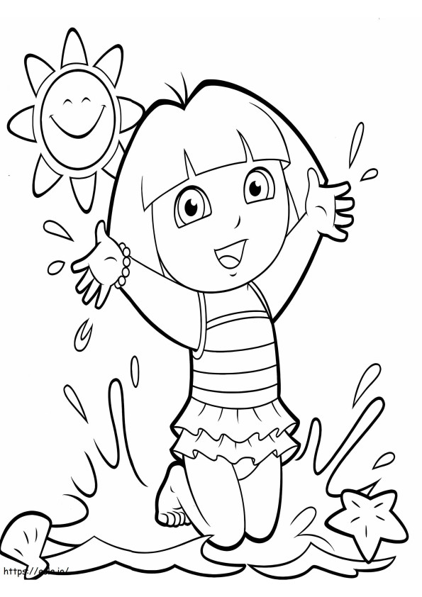 Dora On The Beach coloring page