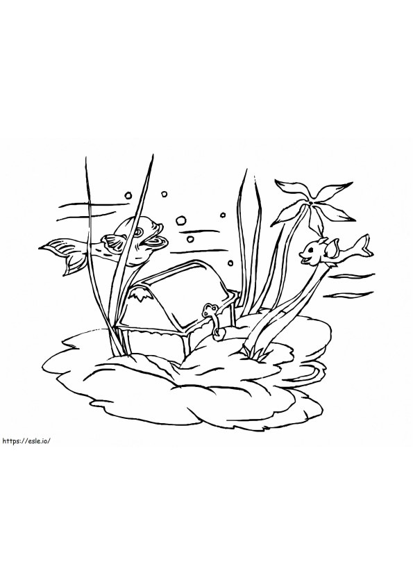 Treasure Chest Under The Ocean coloring page