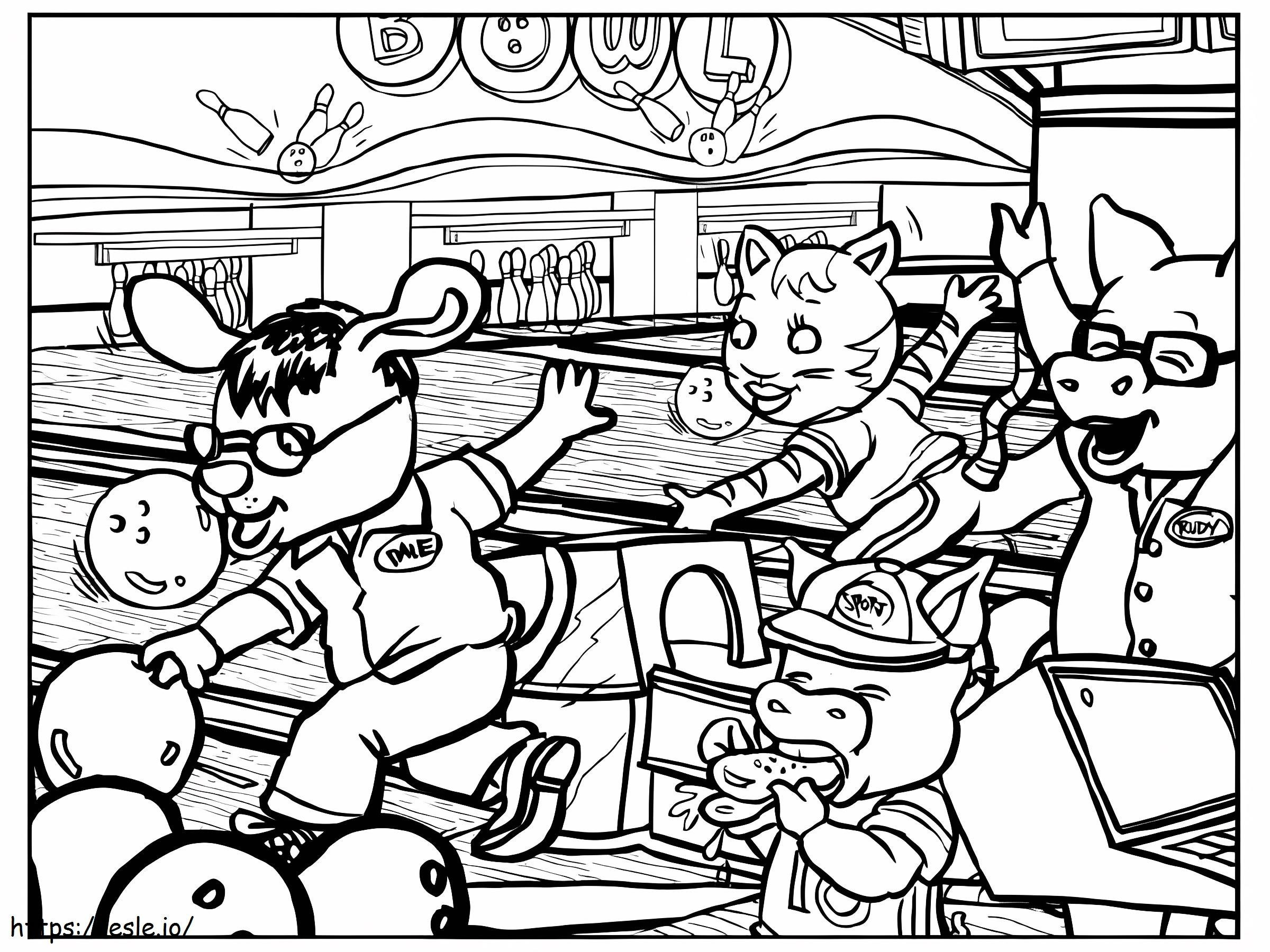 Animal Play Bowling coloring page