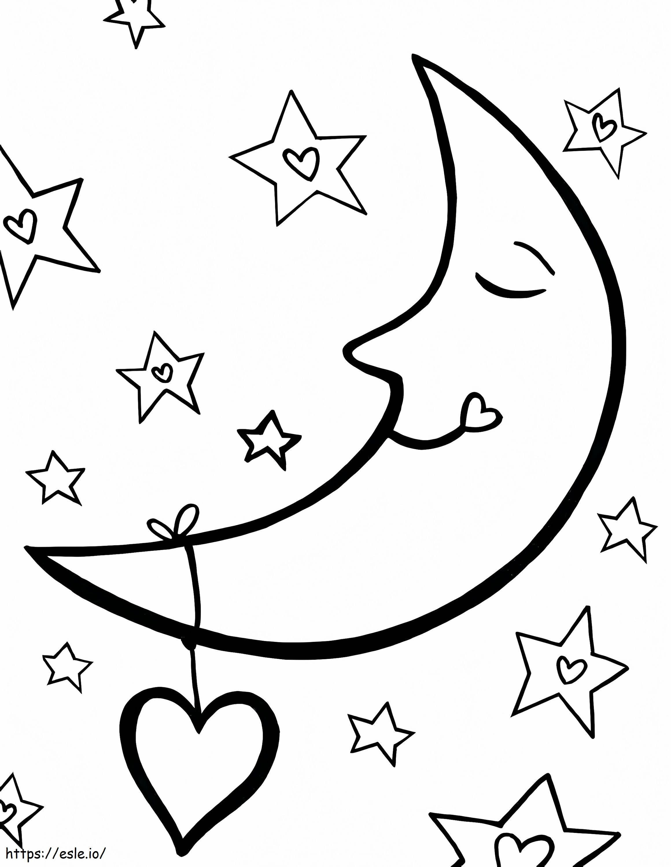 Sterne und Mond mit Liebe ausmalbilder
