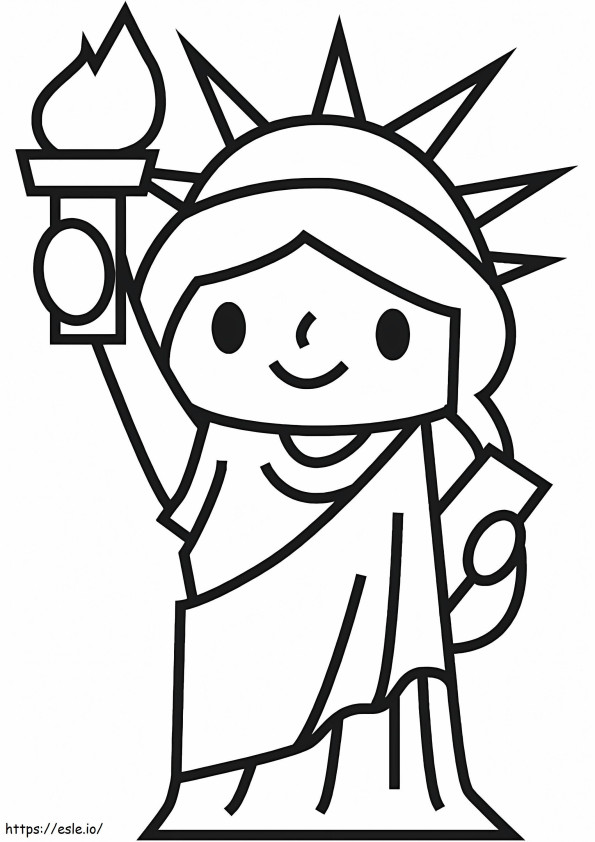 Desenho da pequena estátua da liberdade para colorir