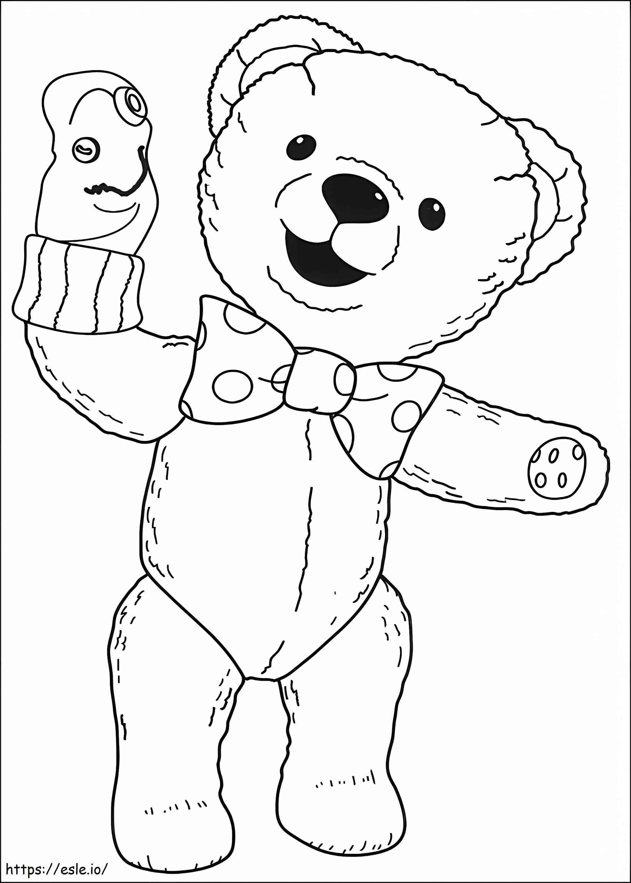 Teddy Having Fun A4 coloring page
