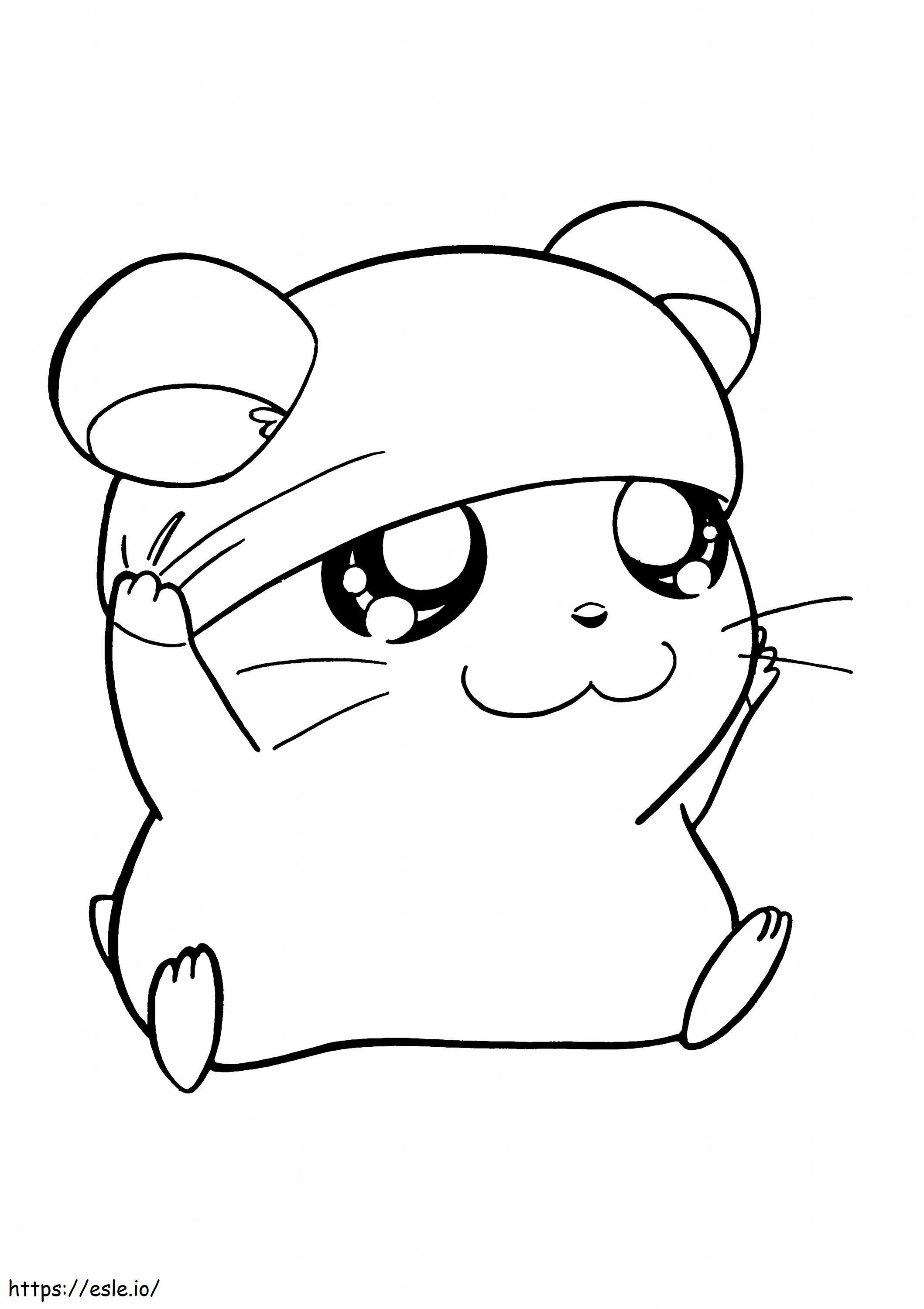 Coloriage Hamster mignon souriant à l'échelle à imprimer dessin