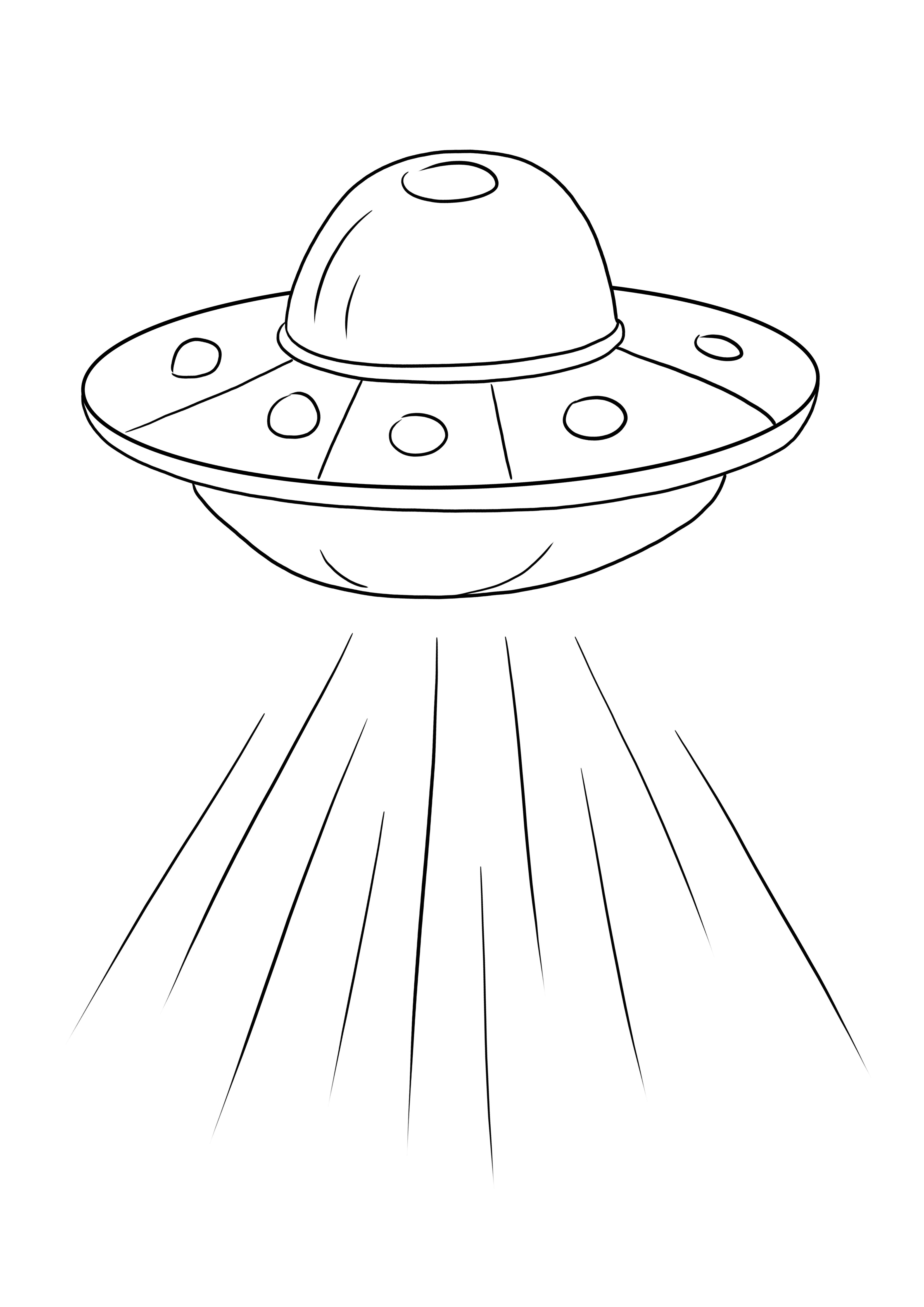 Alien Spaceship taking off to print and color for kids of all ages