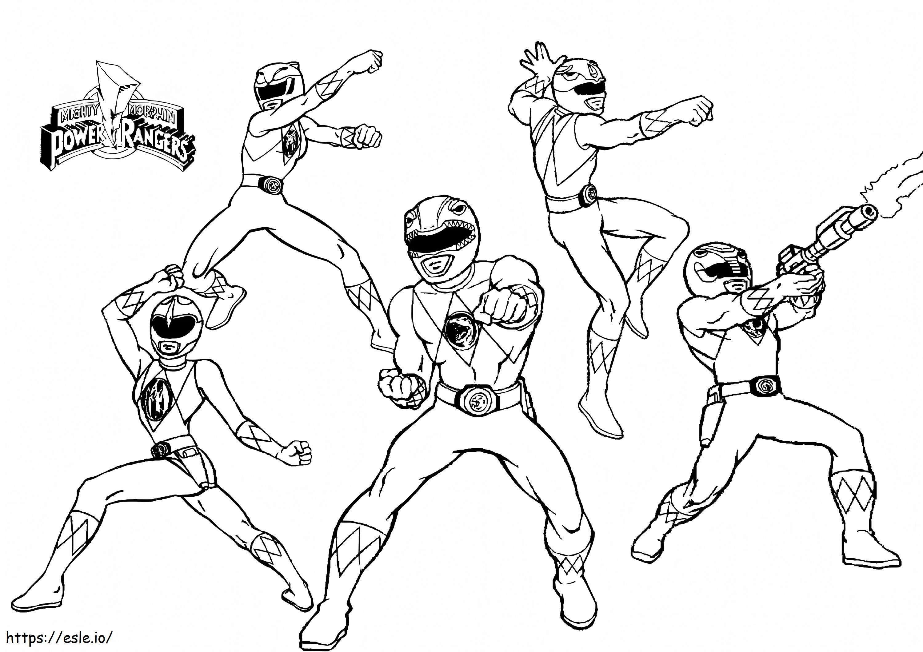 Coloriage L'équipe des Power Rangers à imprimer dessin