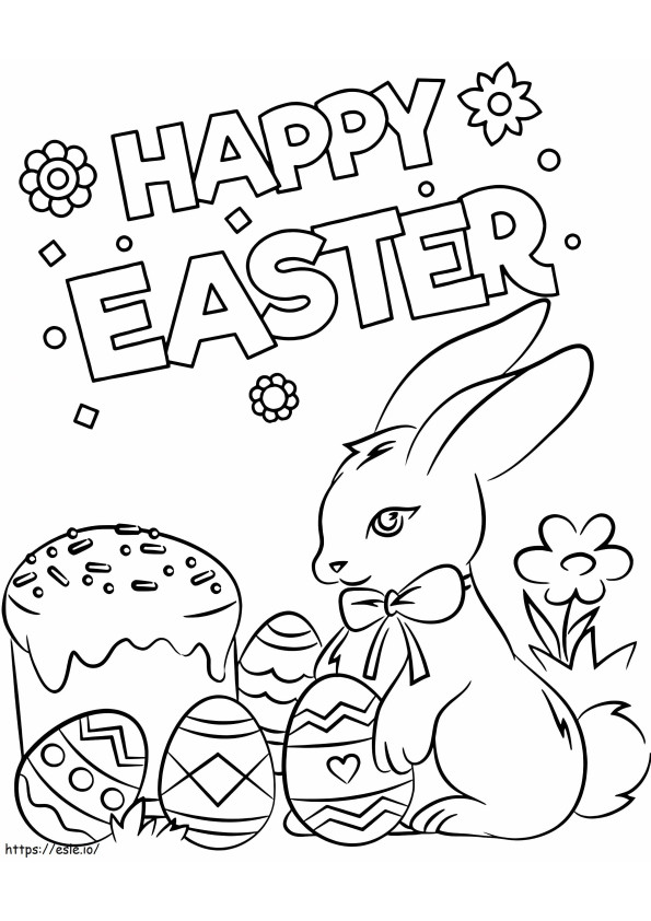 Coloriage Belle carte Joyeuses Pâques à imprimer dessin