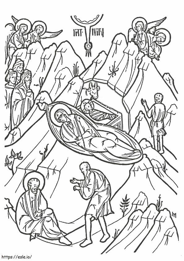 Coloriage Noël orthodoxe 2 à imprimer dessin