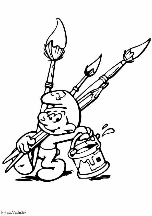 The Painter Smurf Boy A4 coloring page