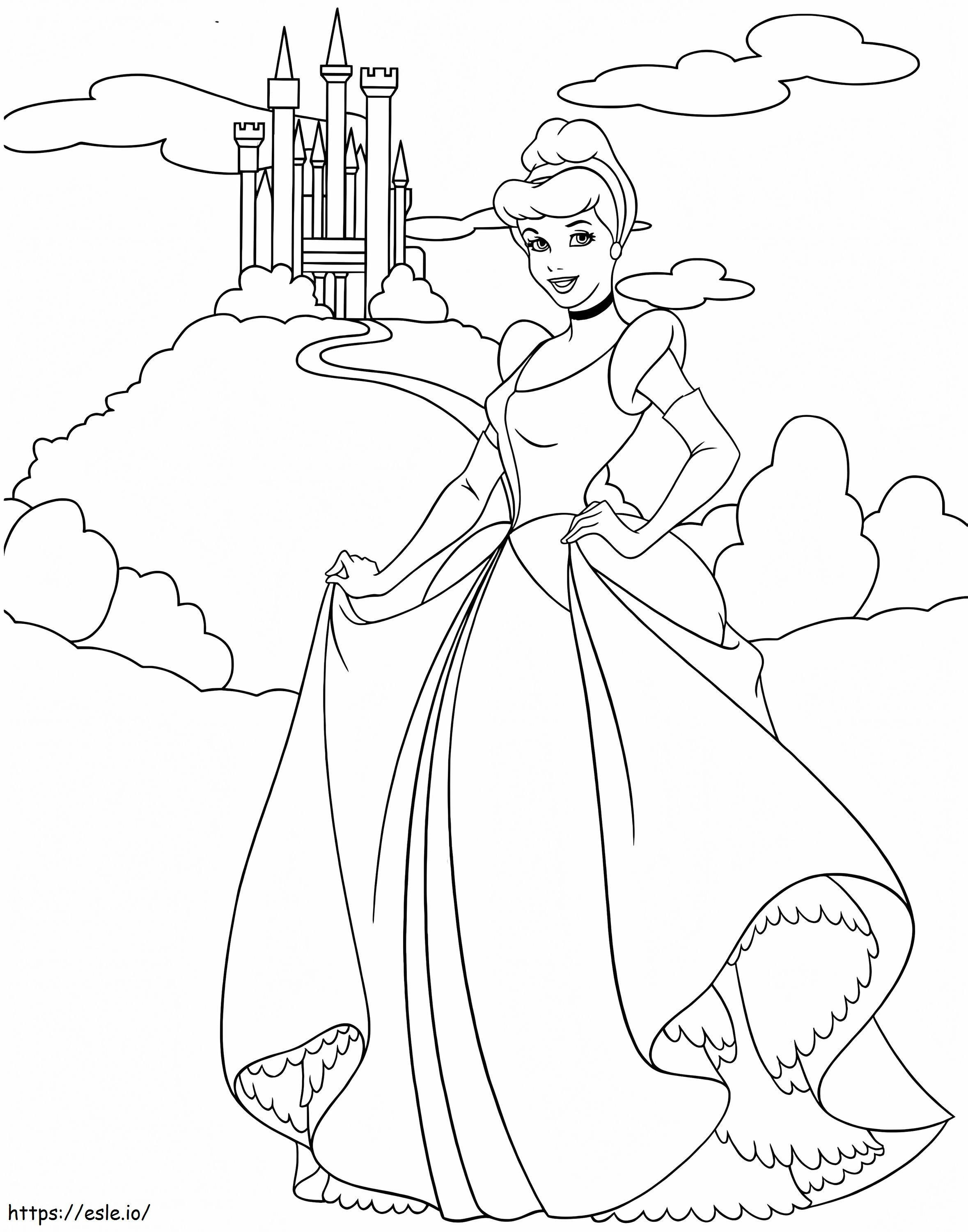 Cinderella With Castle coloring page