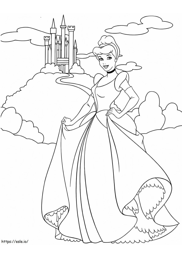 Cinderella Dengan Kastil Gambar Mewarnai