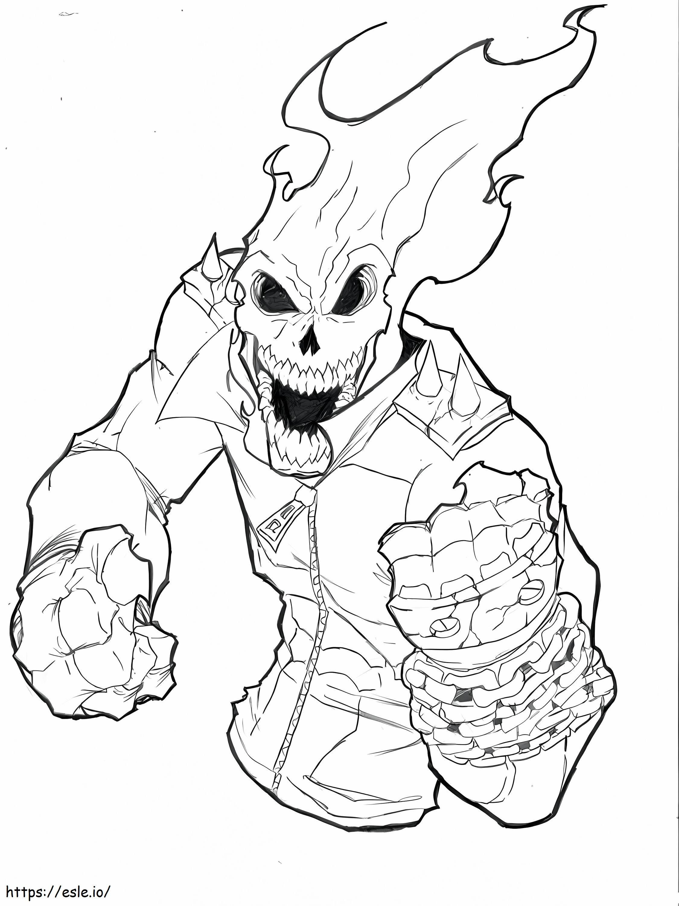 Scary Ghost Rider Face coloring page