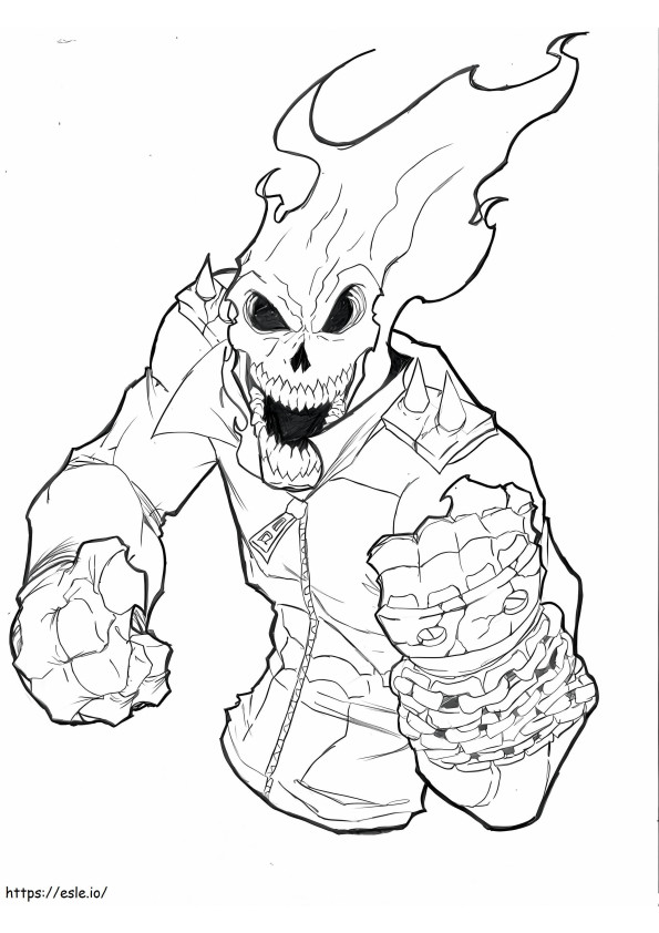 Scary Ghost Rider Face coloring page