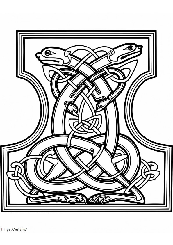 Celtic Letter I Dogs Design coloring page