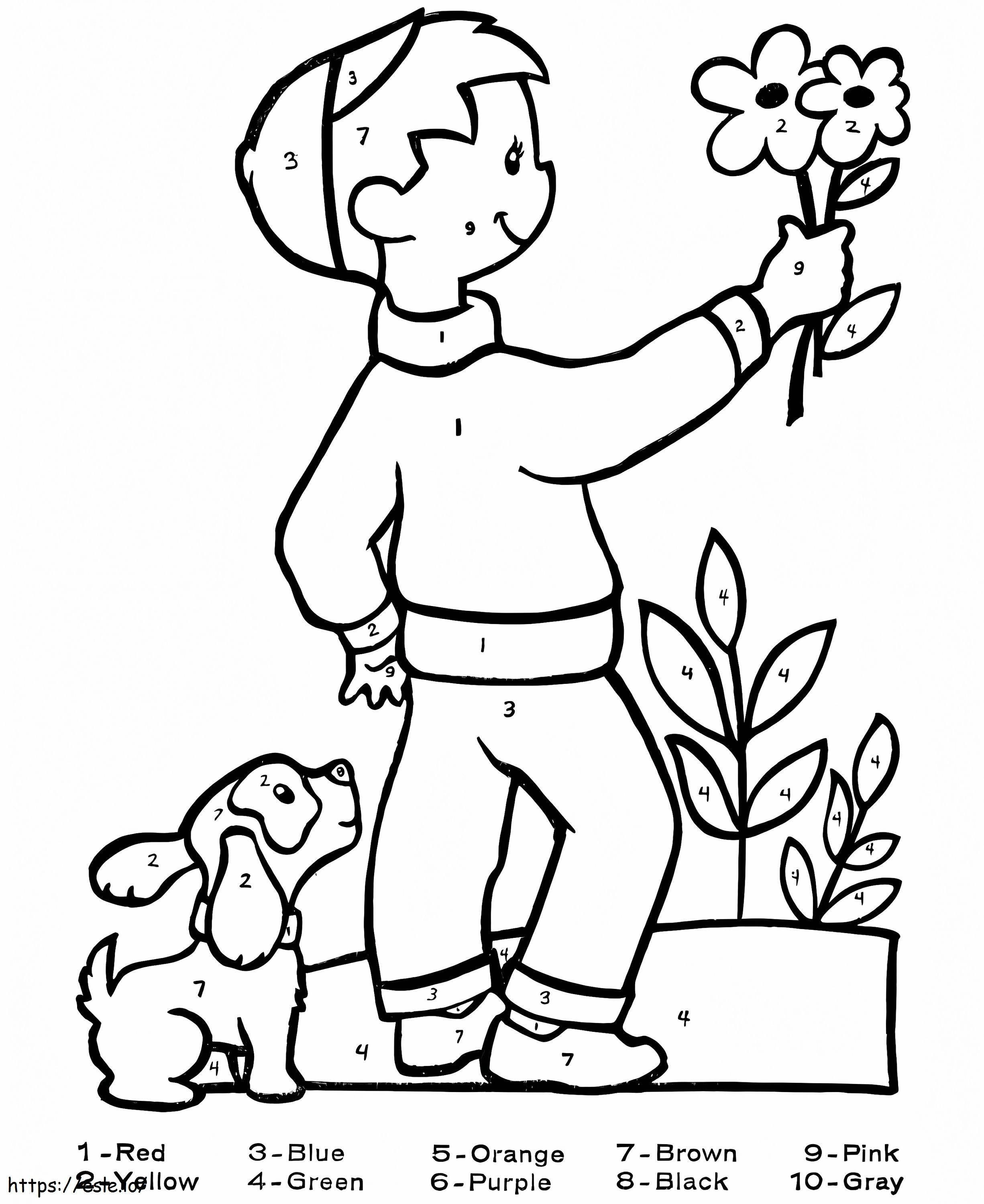 Happy Boy For Kindergarten Color By Number coloring page