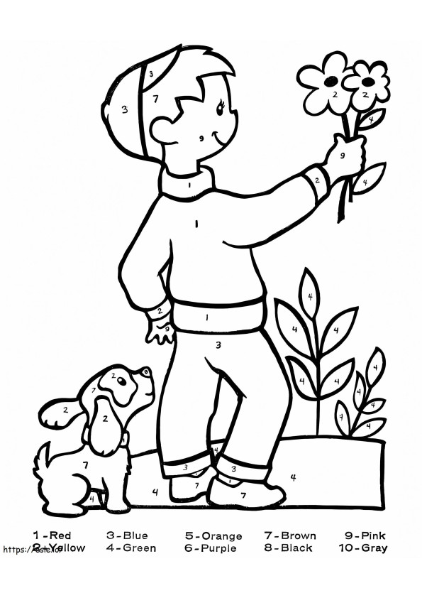 Happy Boy For Kindergarten Color By Number coloring page