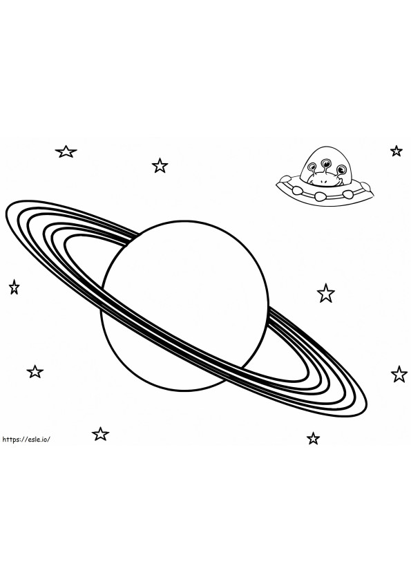 Alien And Saturn coloring page