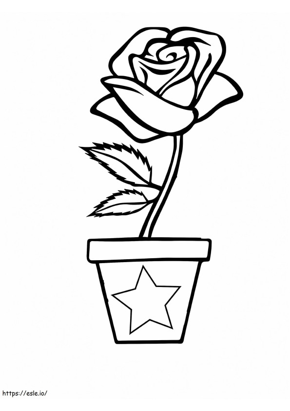 Rose In Flower Vase coloring page