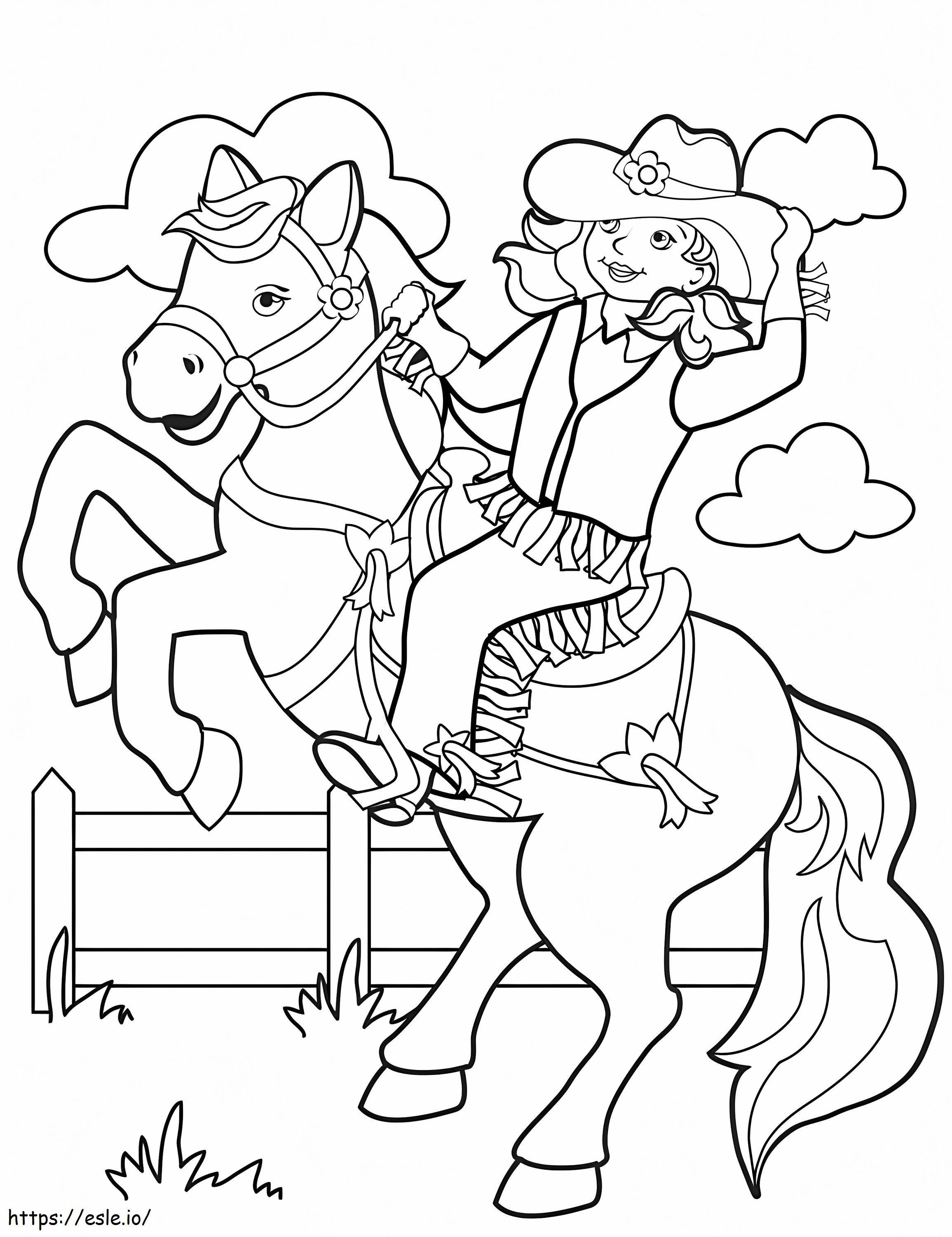 Cowgirl gratis afdrukbaar kleurplaat kleurplaat