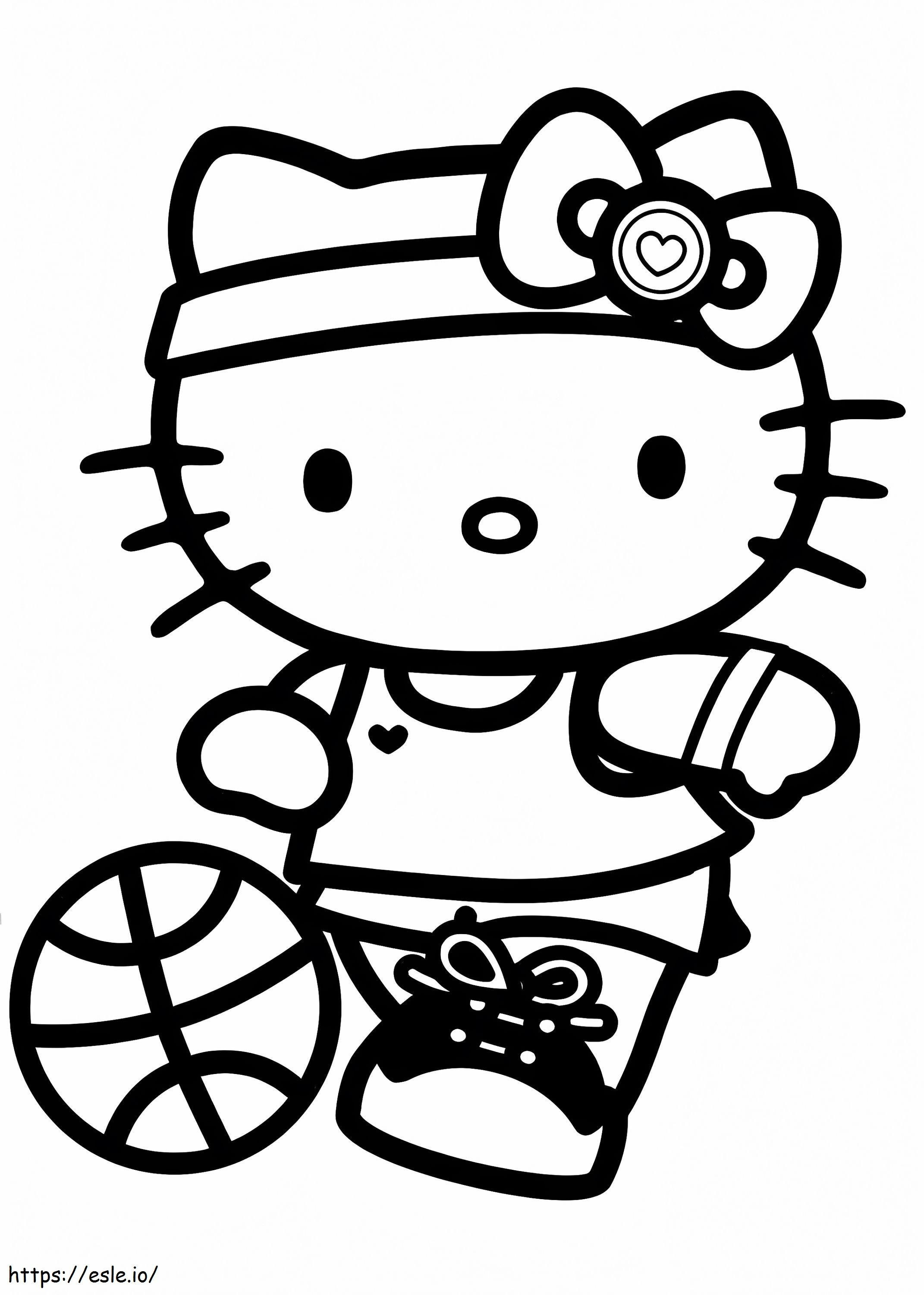 Coloriage Hello Kitty joue au basket à imprimer dessin