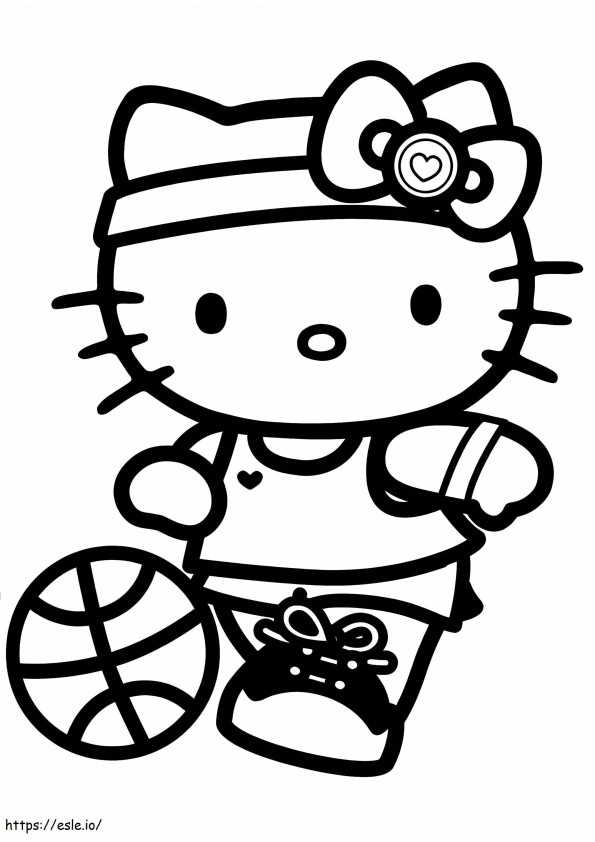 Hello Kitty Bermain Bola Basket Gambar Mewarnai