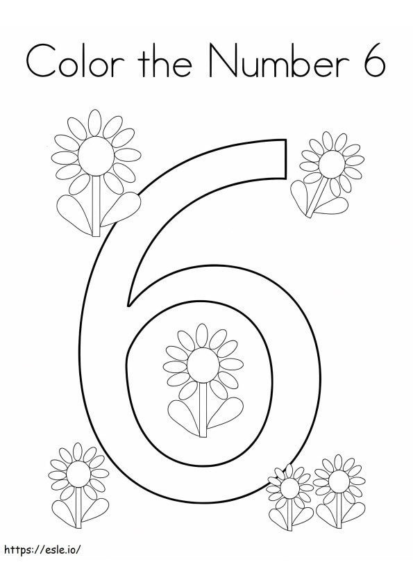 Color The Number Six coloring page